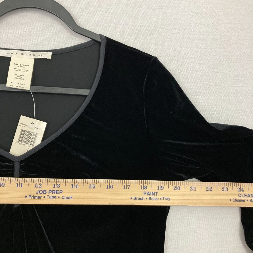 NWT Vintage Max Studio V Neck Velvet Stretch Whimsigoth Y2K Top Large - Picture 6 of 8